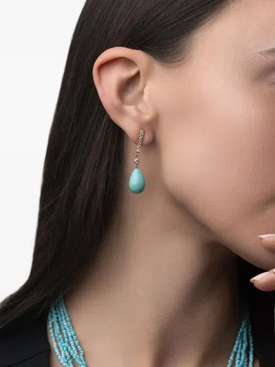 Piranesi 18k Yellow Gold Diamond Turquoise Drop Earrings In Blue