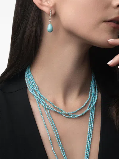 Piranesi 18k Yellow Gold Diamond Turquoise Drop Earrings In Blue