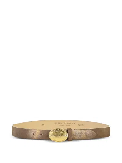 Streets Ahead Oval-buckle Belt In Gold