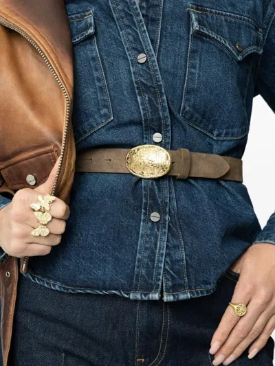 Streets Ahead Oval-buckle Belt In Gold