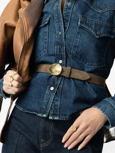 Streets Ahead Oval-buckle Belt In Gold