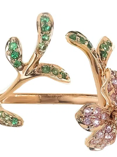 Stéfère 18k Rose Gold Flower Multi-stone Ring In Gold