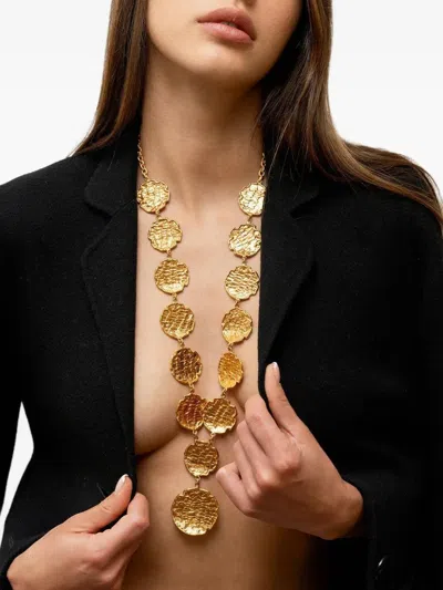 Sylvia Toledano Swan Hammered-circle Pendant Necklace In Gold