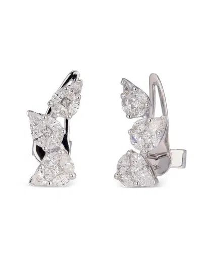 Zydo 18k White Gold Diamond Earrings In Metallic
