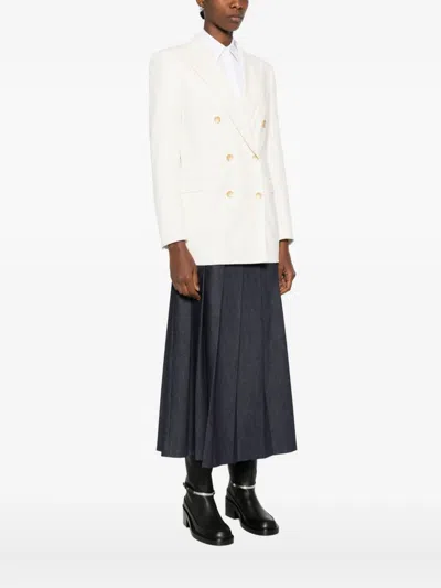 Tagliatore Cotton Blend Double-breasted Jacket In Neutral