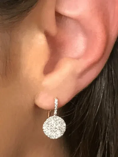 Phillips House 14k White Gold Affair Diamond Pave Small Disc Leverback Drop Earrings In Metallic