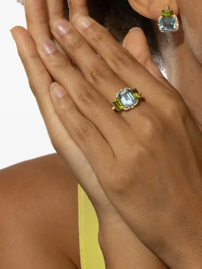 Goshwara Rose Gold Gossip Multi-stone Ring In Blue