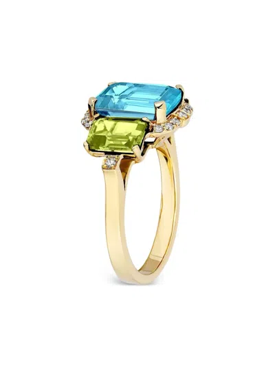 Goshwara Rose Gold Gossip Multi-stone Ring In Blue