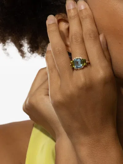 Goshwara Rose Gold Gossip Multi-stone Ring In Blue