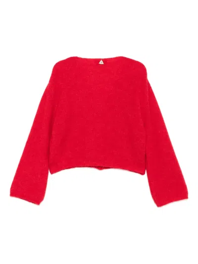 Akep V-neck Cardigan In Red