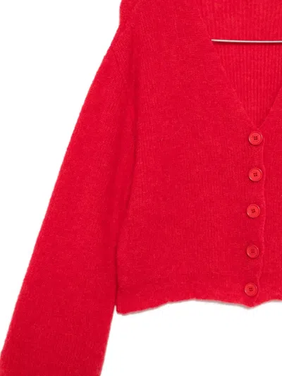 Akep V-neck Cardigan In Red