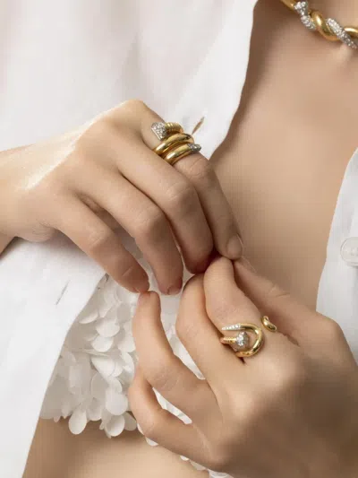 David Webb 18k Yellow Gold Diamond Nail Ring In Gold