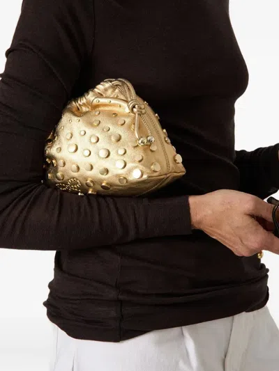 Anya Hindmarch Studded Drawstring Clutch Bag In Neutral