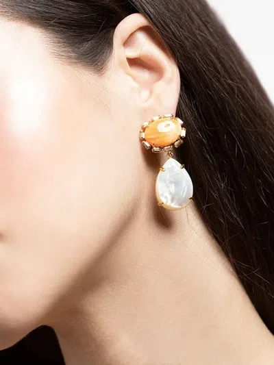 Bounkit Jewelry Citrine Pearl Drop Earrings In Gold