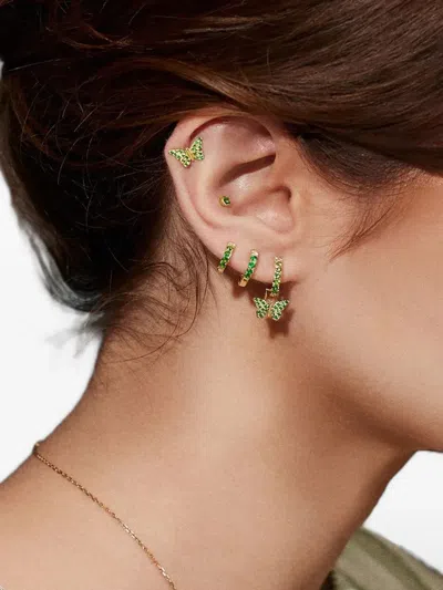 Robinson Pelham 14k Yellow Gold Stud Club Butterfly Tsavorite Earrings In Green