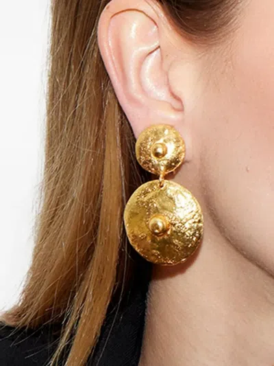 Sylvia Toledano Venus Hammered-disc Drop Earrings In Gold