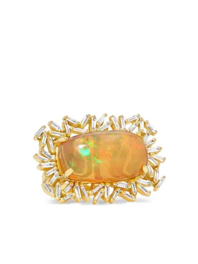 Suzanne Kalan 18k Rose Gold Diamond And Opal Ring In Gold