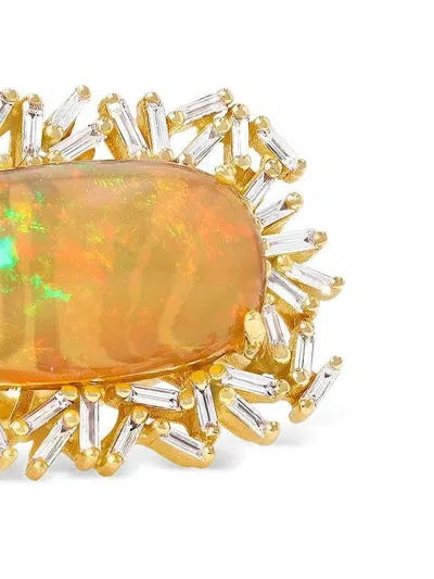 Suzanne Kalan 18k Rose Gold Diamond And Opal Ring In Gold