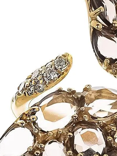 Stéfère 18k Yellow Gold Diamond And Quartz Ring In Gold