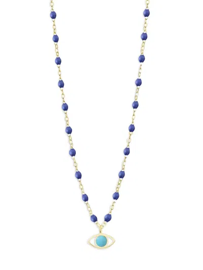 Gigi Clozeau 18k Yellow Gold Classic Gigi Eye Necklace In Blue