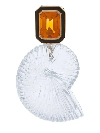 Dezso 18k Rose Gold Nautilus Quartz And Citrine Pendant In White