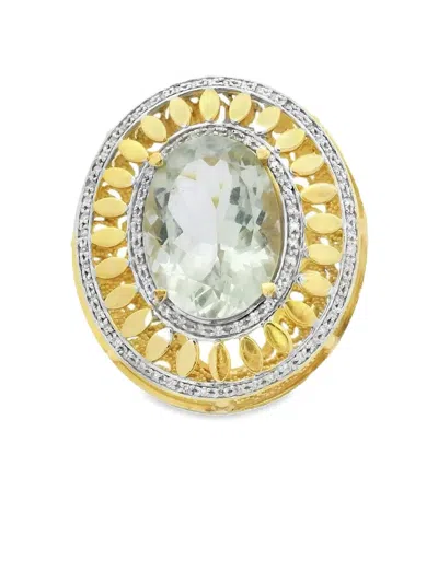 Lisa Nik 18k Yellow Gold Quartz And Diamond Ring In Gold