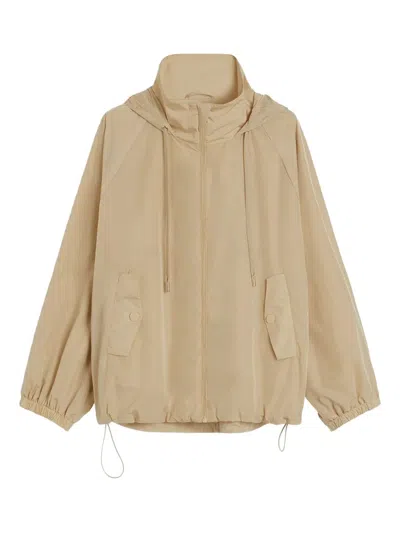 Max Mara Hooded Drawstring Jacket In Nude