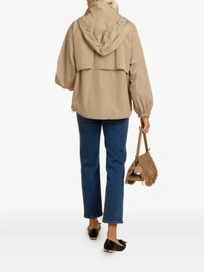 Max Mara Hooded Drawstring Jacket In Nude