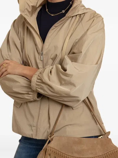 Max Mara Hooded Drawstring Jacket In Nude