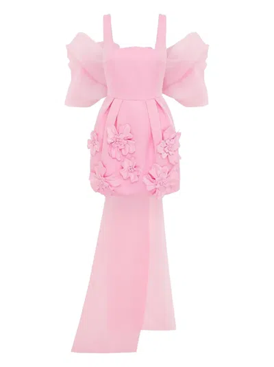 Leo Lin Floral-applique Bow Dress In Pink