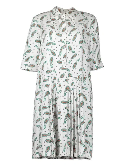 La Prestic Ouiston Paisley-print Pleated Dress In White