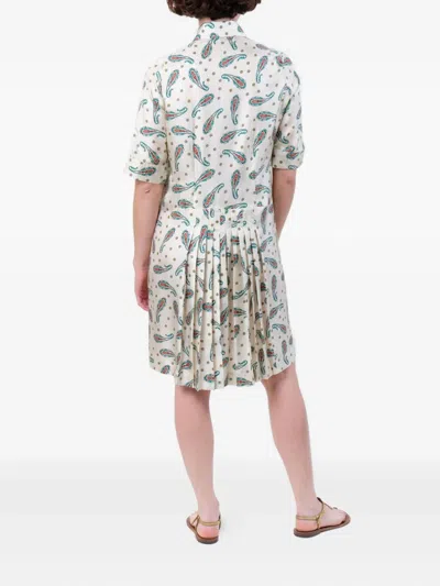 La Prestic Ouiston Paisley-print Pleated Dress In White