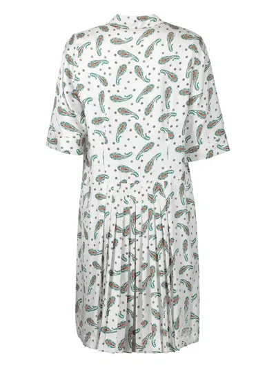 La Prestic Ouiston Paisley-print Pleated Dress In White