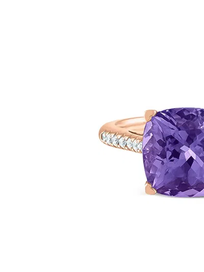 Lisa Nik 18k Rose Gold Amethyst And Diamond Ring In Purple | ModeSens