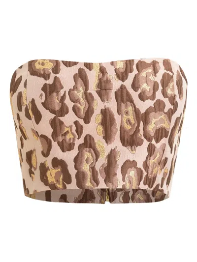 Cara Cara Elsa Animal-pattern Crop Top In Pink