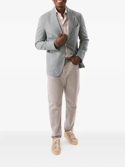 Eleventy Single-breasted Patch-pocket Blazer In Gray