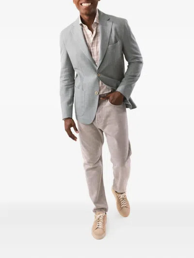 Eleventy Single-breasted Patch-pocket Blazer In Gray