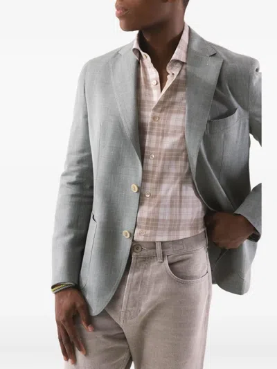 Eleventy Single-breasted Patch-pocket Blazer In Gray