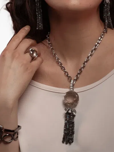 Bounkit Jewelry Cora Tassel Necklace In Metallic