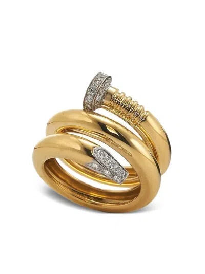 David Webb 18k Yellow Gold Nail Diamond Ring In Gold