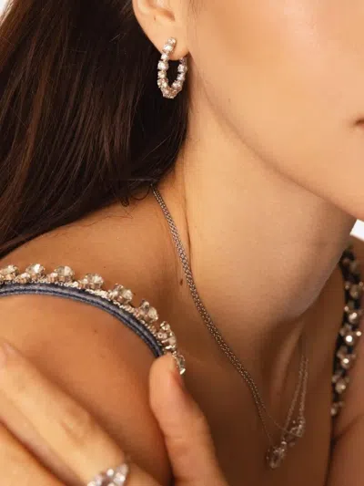 Fantasia By Deserio Stone-embellished Hoop Earrings In Metallic