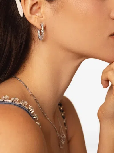 Fantasia By Deserio Stone-embellished Hoop Earrings In Metallic