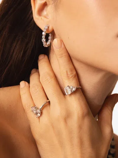 Fantasia By Deserio Stone-embellished Hoop Earrings In Metallic