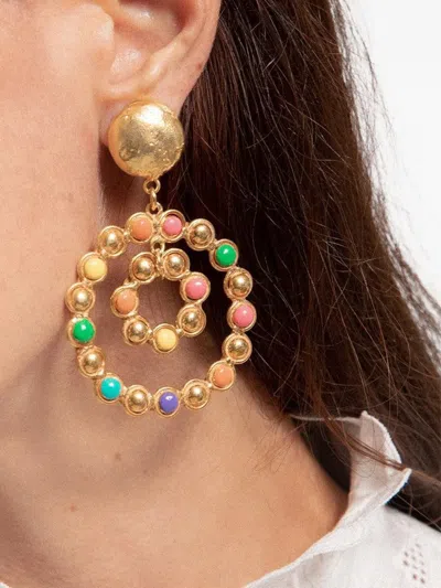 Sylvia Toledano Happy Flower Enamel Earrings In Gold