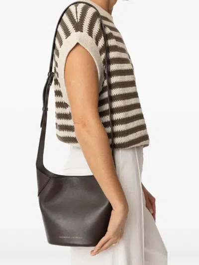 Brunello Cucinelli Leather Bucket Bag In Brown