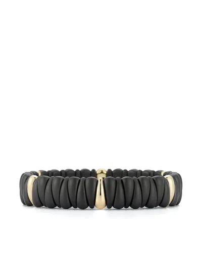 Roberto Demeglio 18k Yellow Gold Six Section Stretch Bracelet In Black