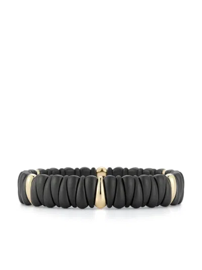 Roberto Demeglio 18k Yellow Gold Six Section Stretch Bracelet In Black