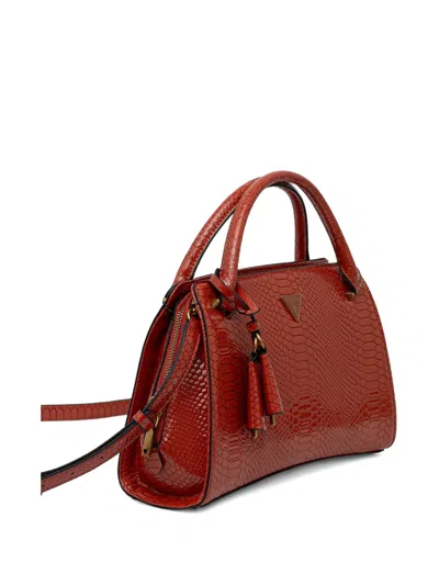 Guess Usa Georgina Python-effect Tote Bag In Brown