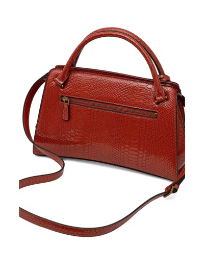 Guess Usa Georgina Python-effect Tote Bag In Brown