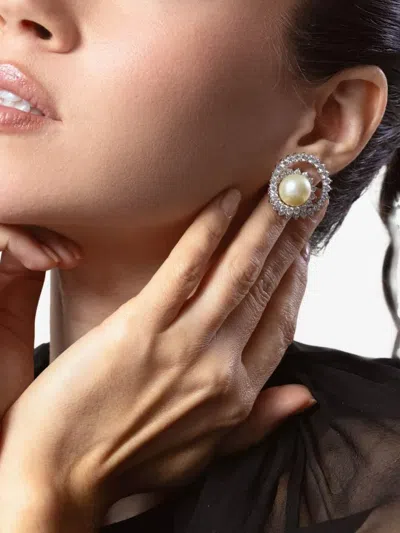 Fantasia By Deserio Swirl Pearl Earrings In Gold